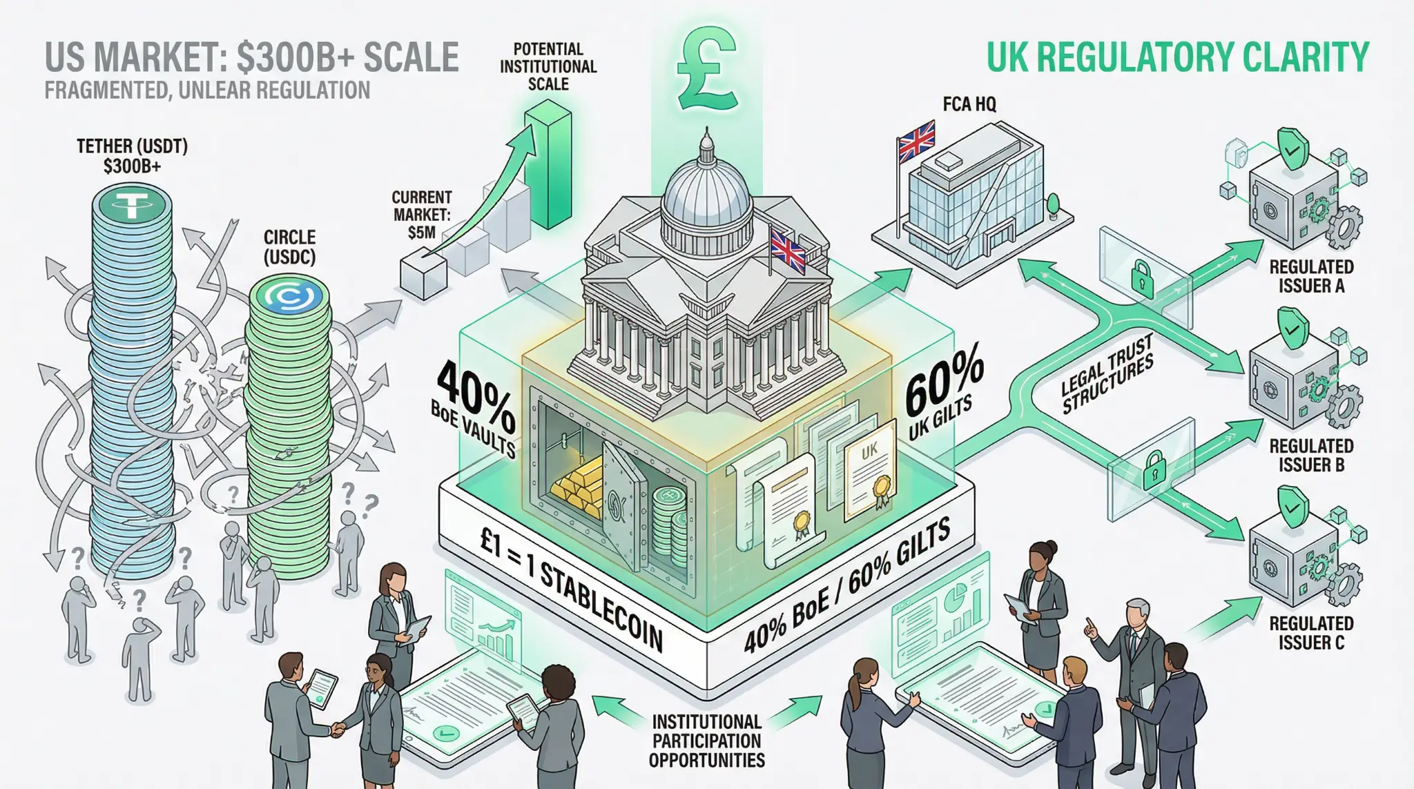 FCA Declares Sterling Stablecoins Top Priority: UK Sets Clear Regulatory Framework While US Remains Fragmented